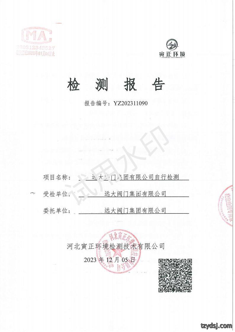 远大阀门2023年11月锅炉检测报告公示